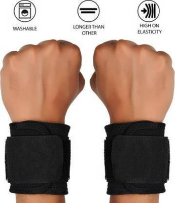 leopsortz WRIST SUPPORT BLACK (Pair) Hand Grip/Fitness Grip(Black)