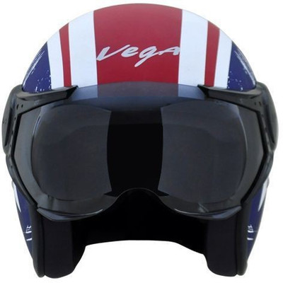 VEGA JET CAPTAIN DULL RED METALLIC BLUE HELMET Motorbike Helmet(Red)