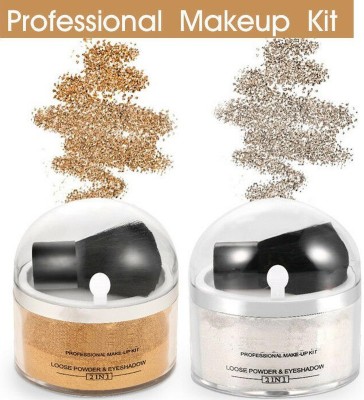 GFSU Shimmer Finish Gold & Silver Highlighter Powder Pack Of 2 Highlighter(Gold, Silver)