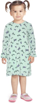 Allen Solly Indi Girls Midi/Knee Length Casual Dress(Green, Full Sleeve)