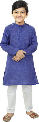 carrydreams Boys Festive & Party Kurta and Pyjama Set(Blue Pack of 1)