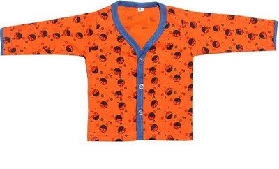 UrbanBunai Boys & Girls Printed Pure Cotton Regular T Shirt(Orange, Pack of 1)