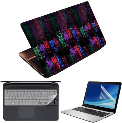 Finest 3 in 1 Laptop Skin Decal Vinyl Pack 15.6 inch with Screen Guard and Silicone Keyboard Protector - Printed Mulicolor Gamer Combo Set(Multicolor)