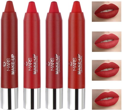 MARS Ultra Matte Lipstick Pack of 4(Red Mix, 14.4 g)