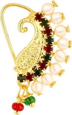 VIGHNAHARTA Pearl, Cubic Zirconia Gold-plated Plated Alloy Nathiya