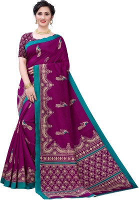 VCREATION Woven Kanjivaram Art Silk Saree(Purple)