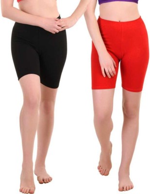 Draxstar Prime Solid Women Black, Red Cycling Shorts