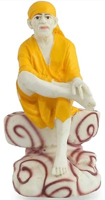 Crafting Bear India Hand Carved Lord Sai Baba Resin Idol Meditation Sculpture Statue,3.5-inch Decorative Showpiece - 9 cm Decorative Showpiece  -  9 cm(Polyresin, Gold)