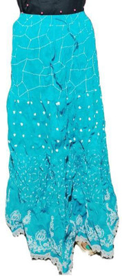 mouli Printed Women Regular Light Blue, Dark Green Skirt