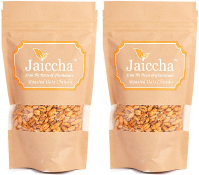 Jaiccha Pack of 2 Roasted Oats Chiwda 75 gms brown pouch(2 x 37.5 g)