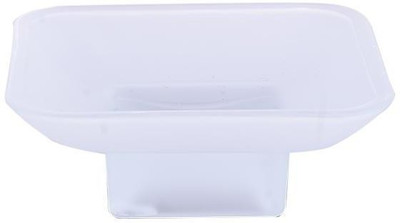DESHILP Soap Dish for Washroom Or Kitchen, Simply Place Where Want, No Need to Screw/Fitting, Made by Glass (White)(White)