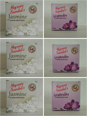 MYSORE SANDAL JASMINE & LAVENDER BATH SOAP(6 x 150 g)