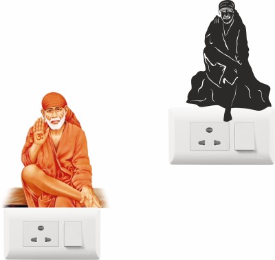 Decoration Designs 18 cm Switch penal sticker of Reading Sai baba,om sai ram , sai baba of shirdi, lord sai baba for decoretive your home's switch board(pvc vinyl sticker, Multicolor) Self Adhesive Sticker(Pack of 1)