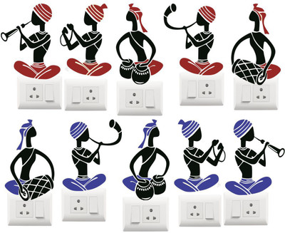 wildartcreation 30 cm Switch penal sticker of Reading African Music ,African girl , African Music Ann Self Adhesive Sticker(Pack of 1)