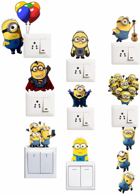 wildartcreation 30 cm Switch penal sticker of Reading Minion Fridge ,Minion funny , funny love , mi Self Adhesive Sticker(Pack of 1)