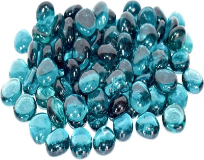ERCOLE Decorative Glossy Shiny Polished Round Glass Pebbles For Vase Filler Plant Pots Home Table Decor Aquarium Fish Tanks Outdoor Garden Decoration (Aqua Blue, 500 grams) Polished, Carved, Regular Round, Oval Fire Glass Pebbles(Blue 500 g)