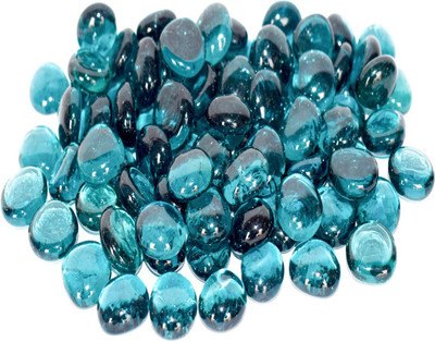 ERCOLE Decorative Glossy Shiny Polished Round Glass Pebbles For Vase Filler Plant Pots Home Table Decor Aquarium Fish Tanks Outdoor Garden Decoration (Aqua Blue, 500 grams) Polished, Carved, Regular Round, Oval Fire Glass Pebbles(Blue 500 g)