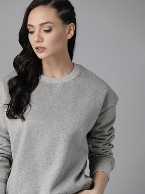 Roadster Full Sleeve Solid Women Sweatshirt