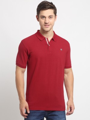 CANTABIL Solid Men Polo Neck Maroon T-Shirt