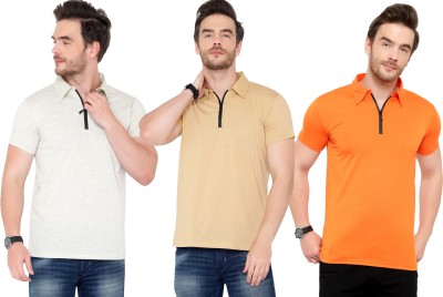 Adorbs Solid Men Polo Neck Multicolor T-Shirt