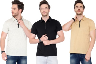 Adorbs Solid Men Polo Neck Multicolor T-Shirt