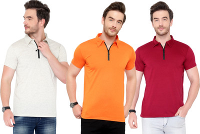Tivy Solid Men Polo Neck Multicolor T-Shirt