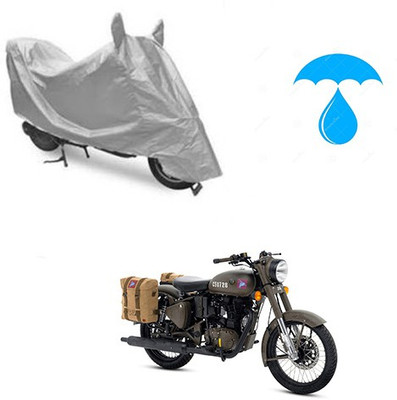saanvi Two Wheeler Cover for Royal Enfield(Classic 500, Silver)