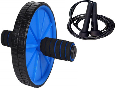 effingo Double Wheel AB Roller with Skipping Rope for Abdominal Training {Multicolor} Ab Exerciser(Multicolor)