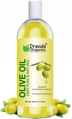 Dravida Organics Extra Virgin Olive Oil for Beautiful Skin, Hair, Face & Body Massage Oil(100 ml)