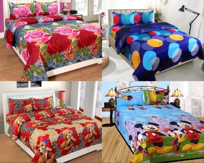 n g products 180 TC Polycotton Double Cartoon Flat Bedsheet(Pack of 4, Multicolor)