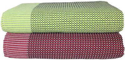Tharunsha Elite Checkered Single AC Blanket for  Mild Winter(Cotton, Light Green, Red)