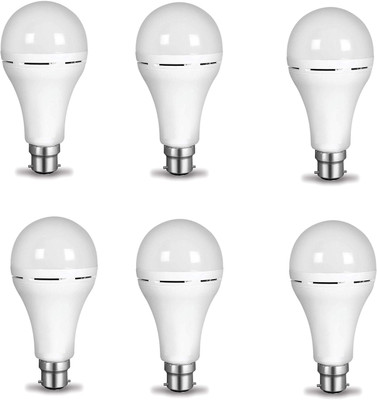 Nightstar 9 W Inverter Round B22 Inverter Bulb(White, Pack of 6)