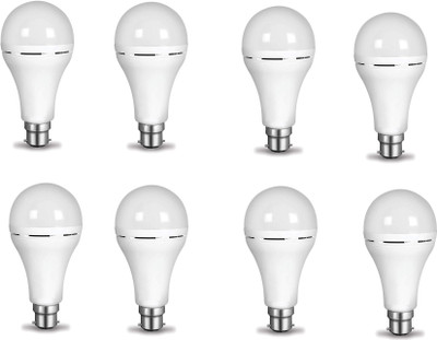 Nightstar 9 W Inverter Round B22 Inverter Bulb(White, Pack of 8)