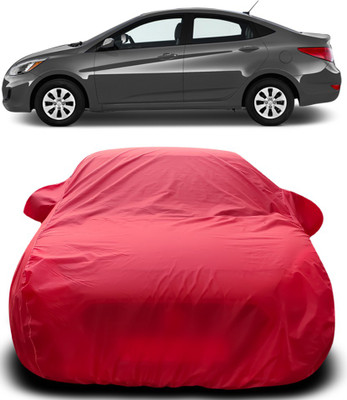 MoTRoX Car Cover For Hyundai Accent (With Mirror Pockets)(Red)