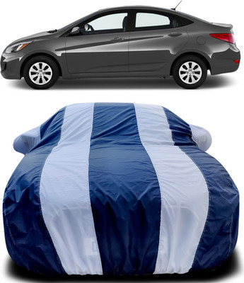 Gavya Car Cover For Hyundai Accent (With Mirror Pockets)(Blue, White)