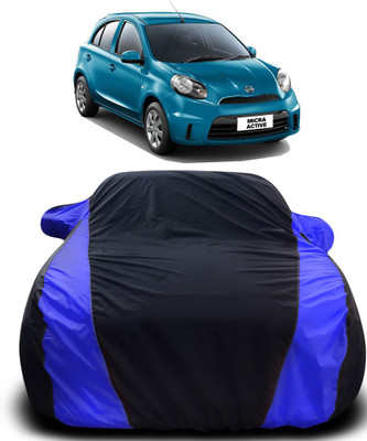 Gavya Car Cover For Nissan Micra Active (With Mirror Pockets)(Black, Blue)