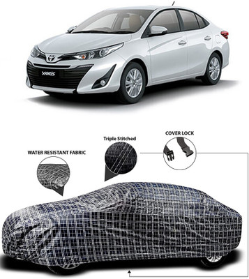 Elegance Car Cover For Toyota Yaris (With Mirror Pockets)(White, Black)