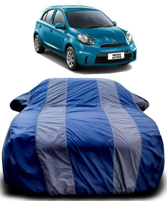 APNEK Car Cover For Nissan Micra Active (With Mirror Pockets)(Blue, Grey)