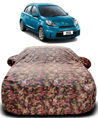 MoTRoX Car Cover For Nissan Micra Active (With Mirror Pockets)(Green, Red)