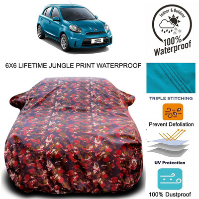 ProRox Car Cover For Nissan Micra Active (With Mirror Pockets)(Red, Green)