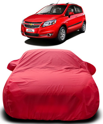 Gavya Car Cover For Chevrolet Sail Hatchback (With Mirror Pockets)(Red)