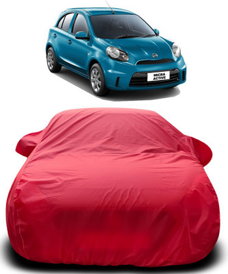 APNEK Car Cover For Nissan Micra Active (With Mirror Pockets)(Red)