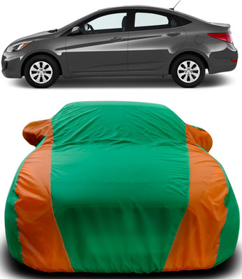 Gavya Car Cover For Hyundai Accent (With Mirror Pockets)(Green, Orange)
