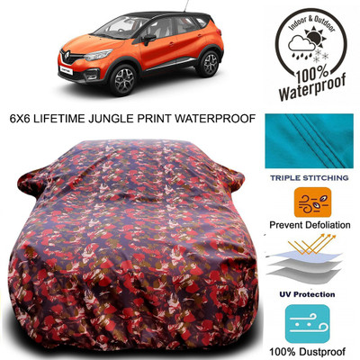 APNEK Car Cover For Renault Captur (With Mirror Pockets)(Red, Green)