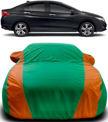 MoTRoX Car Cover For Honda City i-Vtec (With Mirror Pockets)(Green, Orange)