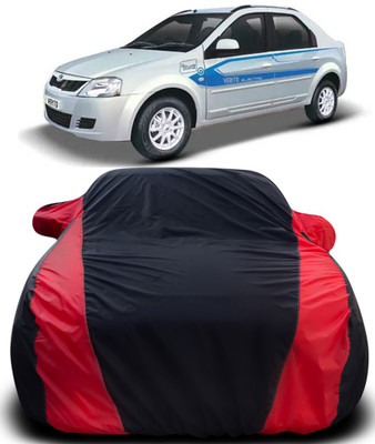 APNEK Car Cover For Mahindra e-Verito (With Mirror Pockets)(Black, Red)