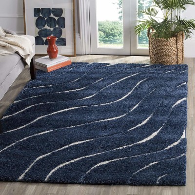 FB IMPEX Dark Blue Wool Carpet(2 ft,  X 6 ft, Rectangle)