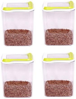 AKR Plastic Grocery Container  - 1 L(Pack of 4, Green, White)