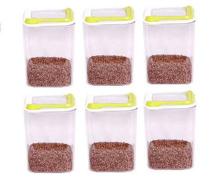 AKR Plastic Grocery Container  - 1.7 L(Pack of 6, Green, White)