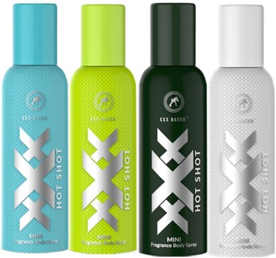 XXX Rated Hot Shot Mini Fragrance Body Spray (Sea Green, Parrotgreen, Green, White Combo) Body Spray  -  For Men & Women(100 ml, Pack of 4)